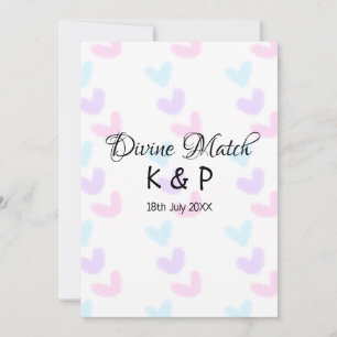 Divine match add couple name letter heart pattern  invitation