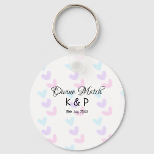 Divine match add couple name letter heart pattern key ring