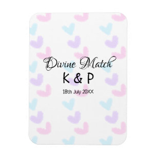 Divine match add couple name letter heart pattern magnet