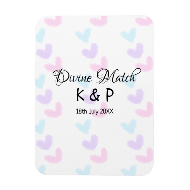 Divine match add couple name letter heart pattern  magnet (Vertical)