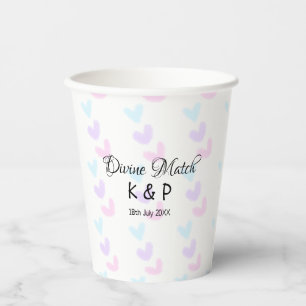 Divine match add couple name letter heart pattern  paper cups