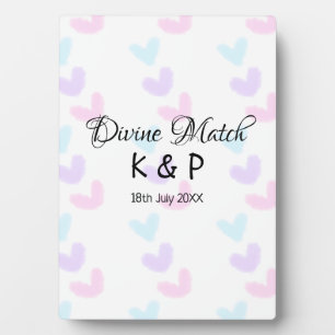 Divine match add couple name letter heart pattern  plaque