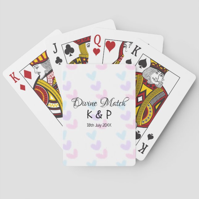 Divine match add couple name letter heart pattern  playing cards (Back)