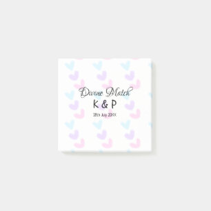 Divine match add couple name letter heart pattern post-it notes
