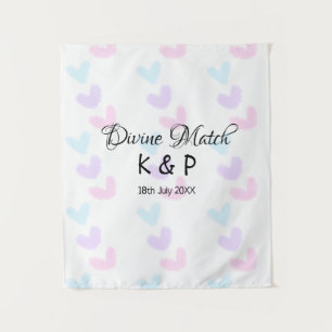 Divine match add couple name letter heart pattern tapestry