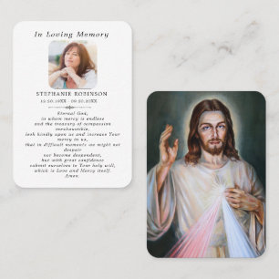 Divine Mercy Catholic Jesus Funeral Prayer Card