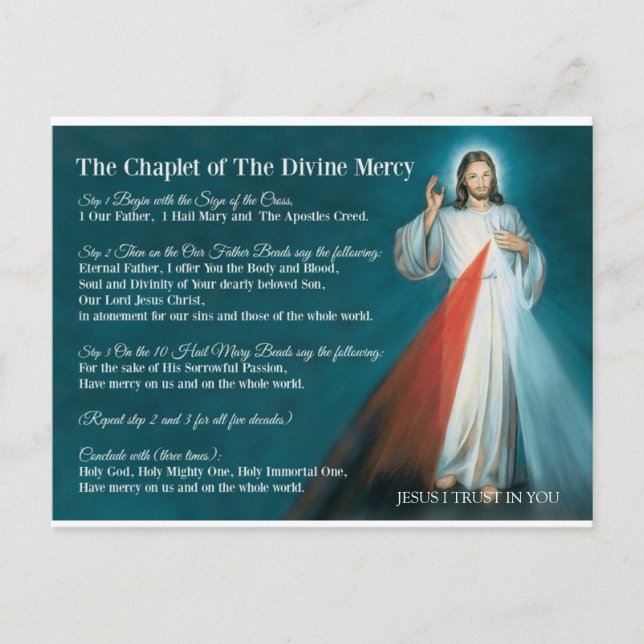 DIVINE MERCY CHAPLET PRAYER POSTCARD (Front)