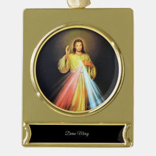 Divine Mercy Gold Plated Banner Ornament