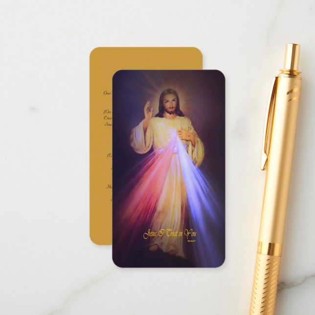 Divine Mercy Gold with Chaplet Prayer Enclosure Card (Front/Back In Situ)