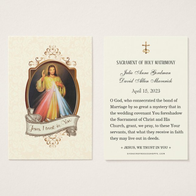 Divine Mercy Jesus Elegant Catholic Wedding Prayer (Front & Back)