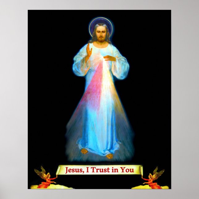 Divine Mercy Jesus Faustina and Angels Poster (Front)