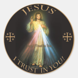 DIVINE MERCY, JESUS I TRUST IN YOU. CLASSIC ROUND STICKER