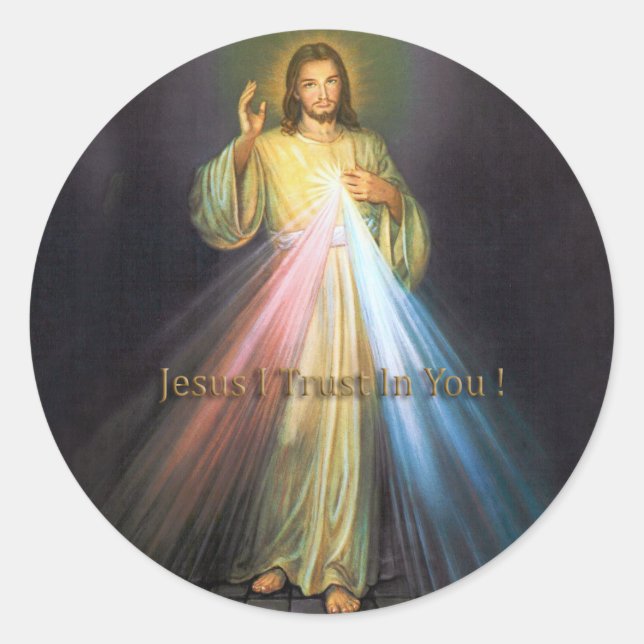 DIVINE MERCY JESUS I TRUST IN YOU CLASSIC ROUND STICKER (Front)
