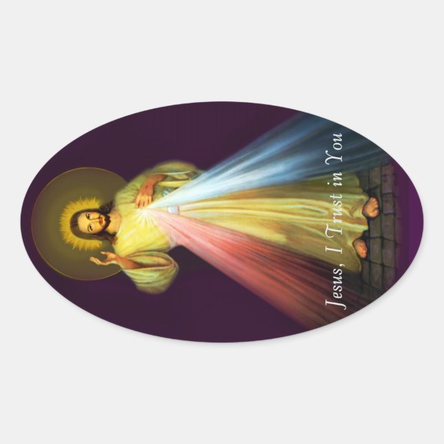 Divine Mercy Jesus Oval Stickers (Front)