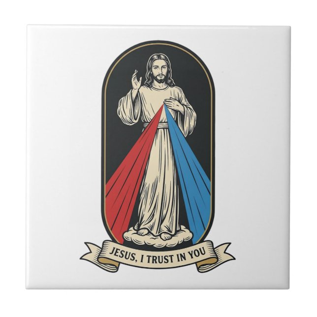 Divine Mercy Jesus Vintage Ceramic Tile (Front)