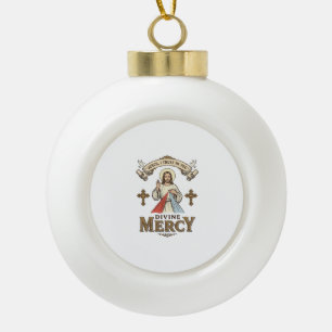 Divine Mercy Jesus Vintage Engraving Religious Shi Ceramic Ball Christmas Ornament