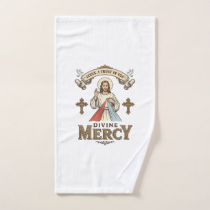 Divine Mercy Jesus Vintage Engraving Religious Shi Hand Towel