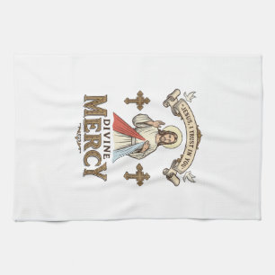 Divine Mercy Jesus Vintage Engraving Religious Shi Tea Towel