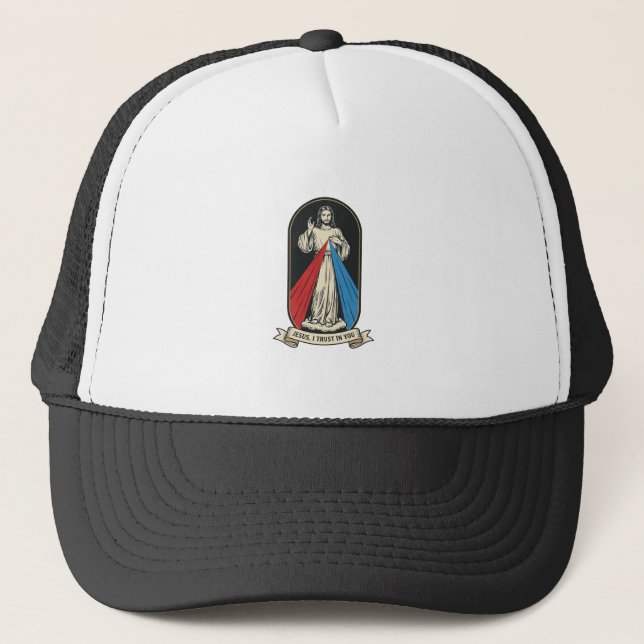 Divine Mercy Jesus Vintage Trucker Hat (Front)