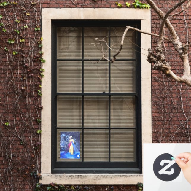 Divine Mercy Jesus walking on water with Stars (Home Window)