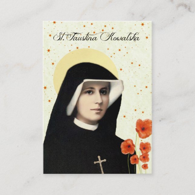 Divine Mercy of Jesus Chaplet St. Faustina Business Card (Front)