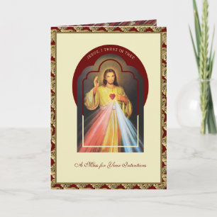 Divine Mercy Sacred Heart Mass Offering Card