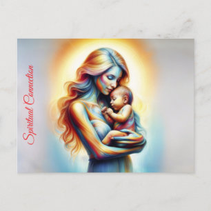 Divine mother and child radiant glowing scene postcard