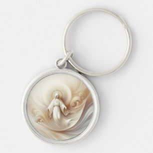 Divine Mother Blessing Amidst Soft White Tones Key Ring