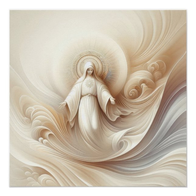 Divine Mother Blessing Amidst Soft White Tones Poster (Front)