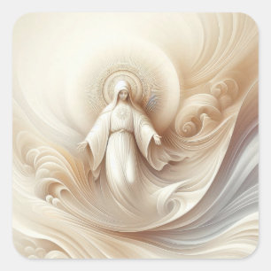 Divine Mother Blessing Amidst Soft White Tones Square Sticker