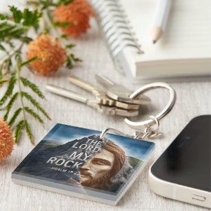 Divine Portrait: The Lord Is My Rock Key Ring