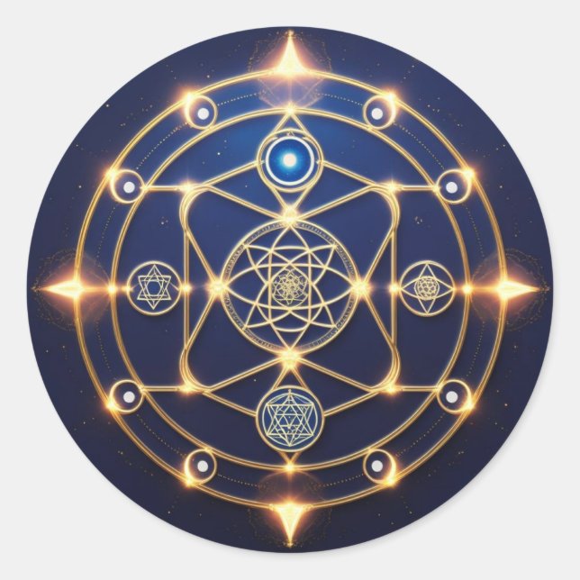 Divine Radiance – 5: Illuminated Universal Energy Classic Round Sticker (Front)