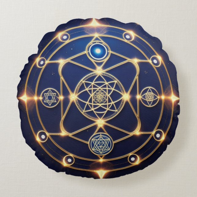 Divine Radiance – 5: Illuminated Universal Energy Round Cushion (Front)