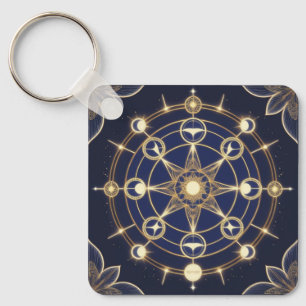 Divine Radiance – Golden Mandala of Awakening Key Ring