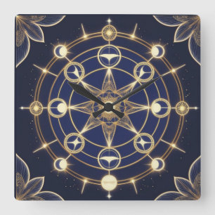 Divine Radiance – Golden Mandala of Awakening Square Wall Clock