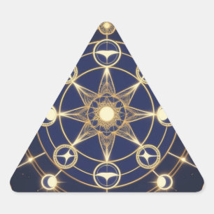 Divine Radiance – Golden Mandala of Awakening Triangle Sticker