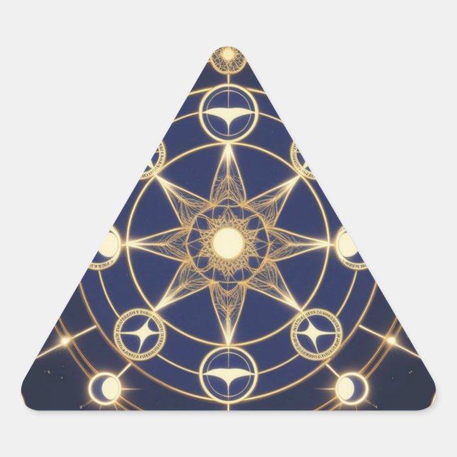 Divine Radiance – Golden Mandala of Awakening Triangle Sticker (Front)