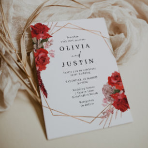 Divine Red Roses Geometric Wedding  Invitation