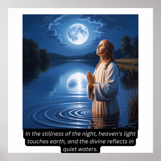  Divine Reflection: Serenity at the Water's Edge Poster (Front)