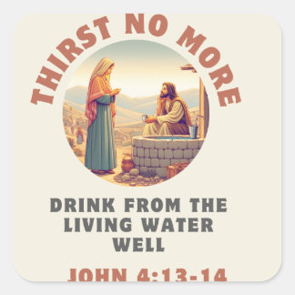 Divine Refreshment: John 4:13-14 Hard Square Sticker