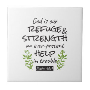 Divine Refuge - Psalm 46:1 for Spiritual Comfort a Ceramic Tile