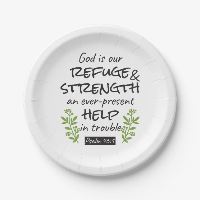 Divine Refuge - Psalm 46:1 for Spiritual Comfort a Paper Plate (Front)