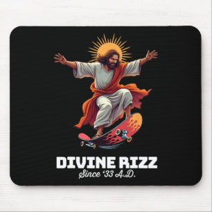 Divine Rizz Since ‘33 A.d. - Funny Jesus Skateboar Mouse Pad