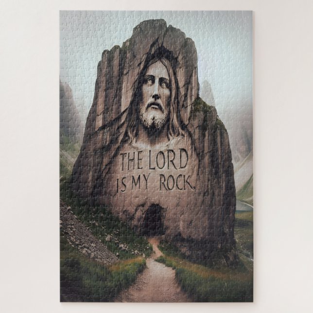 Divine Rock: Jesus Engraved The Lord Is My Rock Jigsaw Puzzle (Vertical)