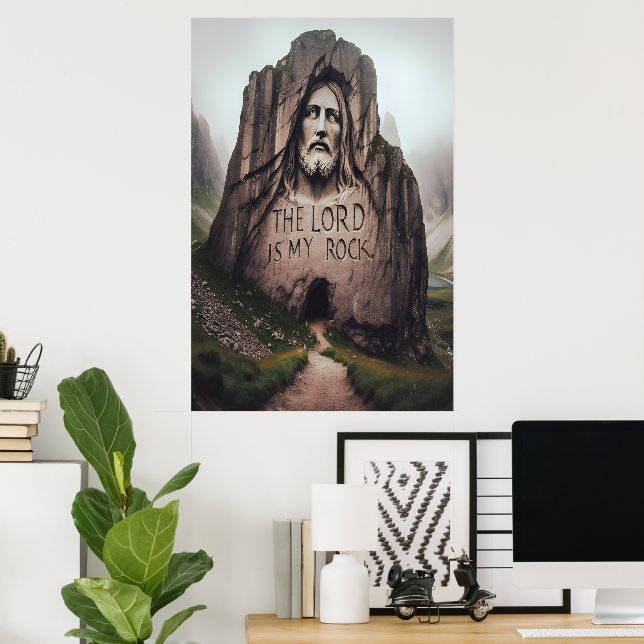 Divine Rock: Jesus Engraved The Lord Is My Rock Poster (Home Office)