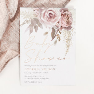Divine Rose Gold Blush Floral Baby Shower