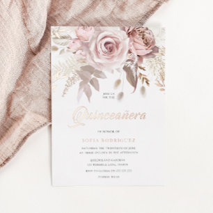 Divine Rose Gold Blush Floral Quinceanera