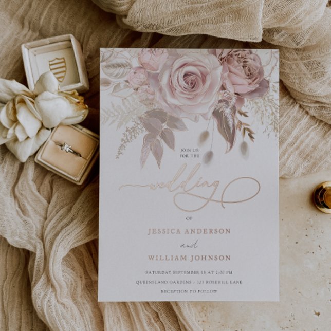 Divine Rose Gold Flowers Elegant Script Wedding (Creator Uploaded)