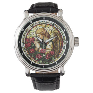 Divine Rose Prayer Stained Glass Angel Watch