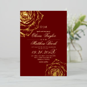 Divine Royal Red Gold Rose Flowers The Wedding of
